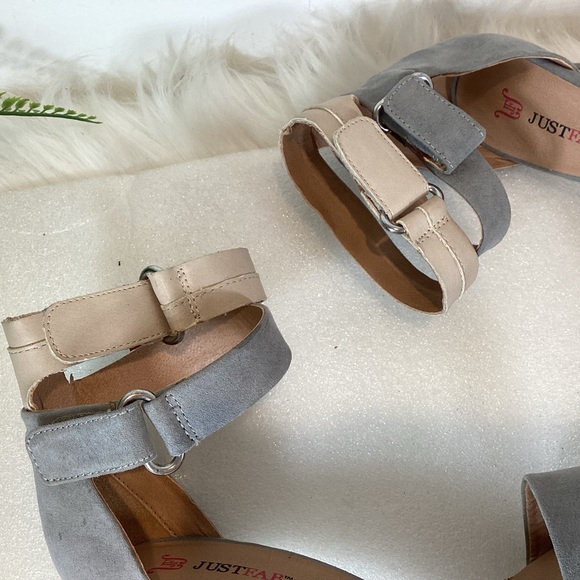 JUSTFAB DOUBLE ANKLE STRAP STILETTO POINT TOE HEELS GREY SZ 7.5 - Picture 7 of 10